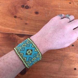 Hand beaded bracelet- blue